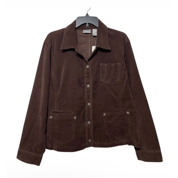 Chicos Corduroy  Front Pockets Jacket in  Chocolate Brown Size 2 / US L - Picture 2 of 8